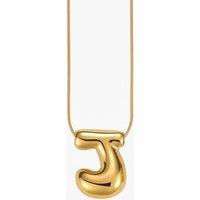 Serla Women's Bubble Initial Gold Plated Necklace Letter J