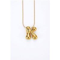 Serla Women's Bubble Initial Gold Plated Necklace Letter K