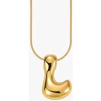 Serla Women's Bubble Initial Gold Plated Necklace Letter L