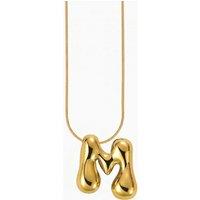 Serla Women's Bubble Initial Gold Plated Necklace Letter M