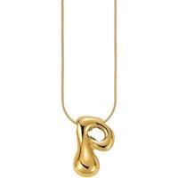Serla Women's Bubble Initial Gold Plated Necklace Letter P