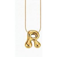 Serla Women's Bubble Initial Gold Plated Necklace Letter R