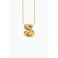 Serla Women's Bubble Initial Gold Plated Necklace Letter S