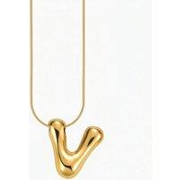 Serla Women's Bubble Initial Gold Plated Necklace Letter V