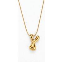 Serla Women's Bubble Initial Gold Plated Necklace Letter Y