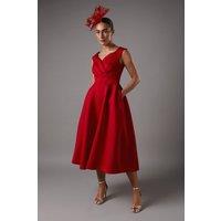 Coast Women's Bardot Scuba Midi Dress in Red | Size: 18
