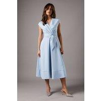 Coast Women's Belted Crepe Dress in Pale Blue | Size: 8