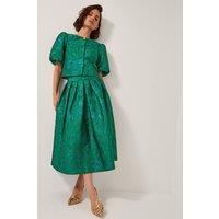 Monsoon Women's Jolene Floral Jacquard Midi Skirt Green | Size: 12