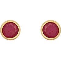 Jewelco London Women's 9ct Gold Red Ruby Bezel Solitaire Stud Earrings, 3mm 0.20CTS