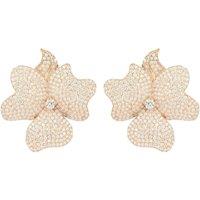 Latelita Women's Flower Large Stud Earrings Rose Gold in White