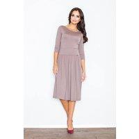 Love Lace Women's Elegant Fitted Blouse & Flared Skirt Set in Brown | Size: Small