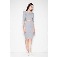 Love Lace Women's Cotton Crop Top & Pencil Skirt Set in Grey | Size: Large/XL