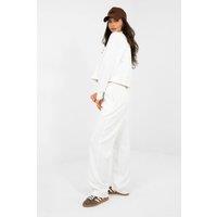 Love Lace Women's Embroidered Tie Waist Tracksuit Set in White