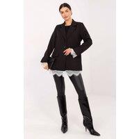 Love Lace Women's Elegant Lace Trim Blazer with Padded Shoulders Style 222185 in Black