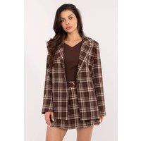 Love Lace Women's Classic Check Cotton Blend Blazer for Work in Brown