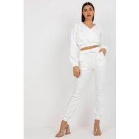 Love Lace Women's Hooded Sweatshirt Set with Long Tie Pants in White