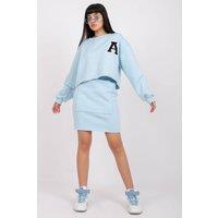 Love Lace Women's Letter Print Blouse & Pencil Skirt Set in Blue | Size: Small