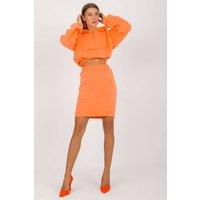 Love Lace Women's Everyday Hooded Sweatshirt & Elastic Skirt Set in Orange