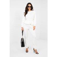 Love Lace Women's Minimalist Soft Touch Sweatshirt Pant Set in White