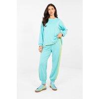 Love Lace Women's Stylish Hoodie & High Waist Pants Set in Aqua