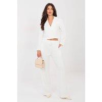 Love Lace Women's Buttery Soft Blazer & High Waist Trouser Set in White