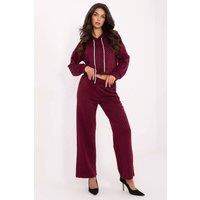 Love Lace Women's Jet Applique Hoodie & Wide Leg Pants Set in Burgundy
