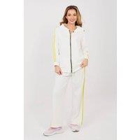 Love Lace Women's Hoodie Zip Tracksuit Set With Wide Leg Pants in White