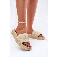 Love Lace Women's Big Star Platform Rubber Sandals Slip On Summer Footwear in Beige | Size: 4.5