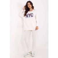 Love Lace Women's Cotton Blend Sweatshirt Leggings Set in White