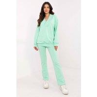 Love Lace Women's Minimalist Wrap Neck Blouse & Wide Pant Set in Mint
