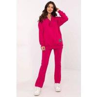 Love Lace Women's Wrap Neck Blouse Wide Waist Trouser Set in Fuchsia