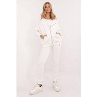 Love Lace Women's Cotton Polyester Zip Hoodie Sweatpants Set in White