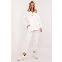 Love Lace Women's Cotton Melange Warm T-Shirt Hoodie Pant Set in White