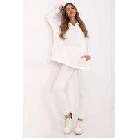 Love Lace Women's Cotton Polyester Kangaroo Pocket Tracksuit Set in White