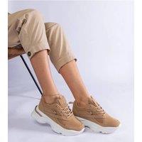 Love Lace Women's Lace Up Sport Sneakers with Thick Sole & Synthetic in Brown | Size: 6.5