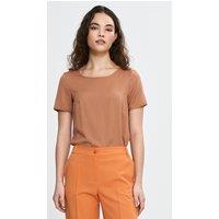 Love Lace Women's Viscose Boat Neck Short Sleeve Blouse in Brown | Size: 36