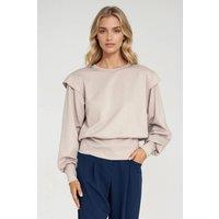 Love Lace Women's Stylish Oversized Sweatshirt with Shoulder Pads in Beige | Size: 42