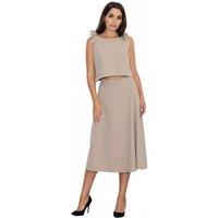 Love Lace Women's Bow Tie Shoulder Skirt Set Mid Calf in Beige | Size: Large