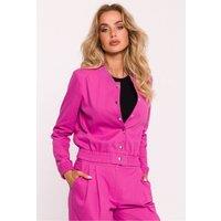Love Lace Women's Cotton Bomber Jacket with Snap Fastenings in Pink | Size: Small