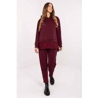 Love Lace Women's Lace Back Jet Stone Hoodie Jogger Set in Burgundy