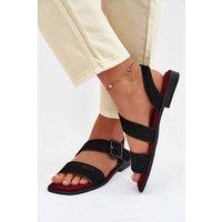 Love Lace Women's Comfort Step Sandals Slip On Cushioned Footbed Outdoor Walking in Black | Size: 6.5