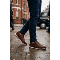 Thomas Blunt Men's Men's Leather Lace-Up Casual Trainer with Panel Detail in Tan | Size: 7