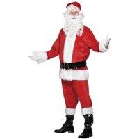 Smiffys Men's Deluxe Santa Claus Christmas Costume in Red | Size: Medium