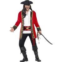 Smiffys Men's Curves Pirate Captain Costume Set in Dark Red | Size: 2XL