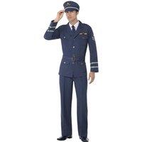 Smiffys Men's WW2 Air Force Captain Costume Set in Blue | Size: Medium