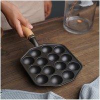 Living and Home 14-Hole Cast Iron Takoyaki Pan Frying Pan Cookware in Black