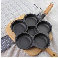 Living and Home Non-stick 7-hole Cast Iron Egg Frying Pan Petal-shape Skillet Cookware in Black