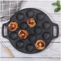 Living and Home Non-stick 19-hole Cast Iron Aebleskiver Frying Pan Takoyaki Skillet Cookware in Black