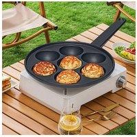 Living and Home Non-stick 7-hole Cast Iron Aebleskiver Pan Takoyaki Frying Pan Skillet Cookware in Black