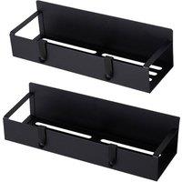 Living and Home 2PCS Magnetic Fridge Storage Shelf Hanging Spice Rack in Black | Size: 2 Pack